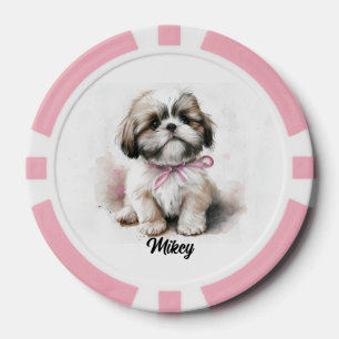 Jetons De Poker Illustration de chien mignon - Shih Tzu