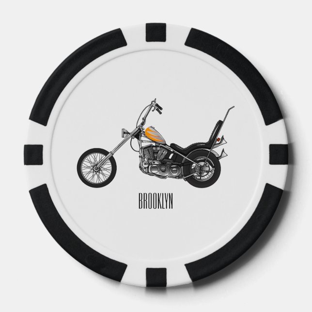 Jetons De Poker Illustration de Chopper Motorcycle 1950 (Recto)