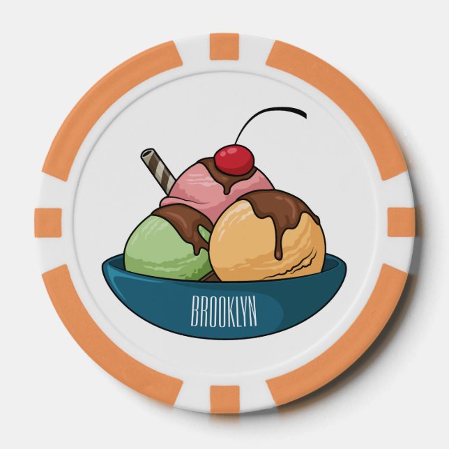 Jetons De Poker Illustration de crème glacée (Recto)