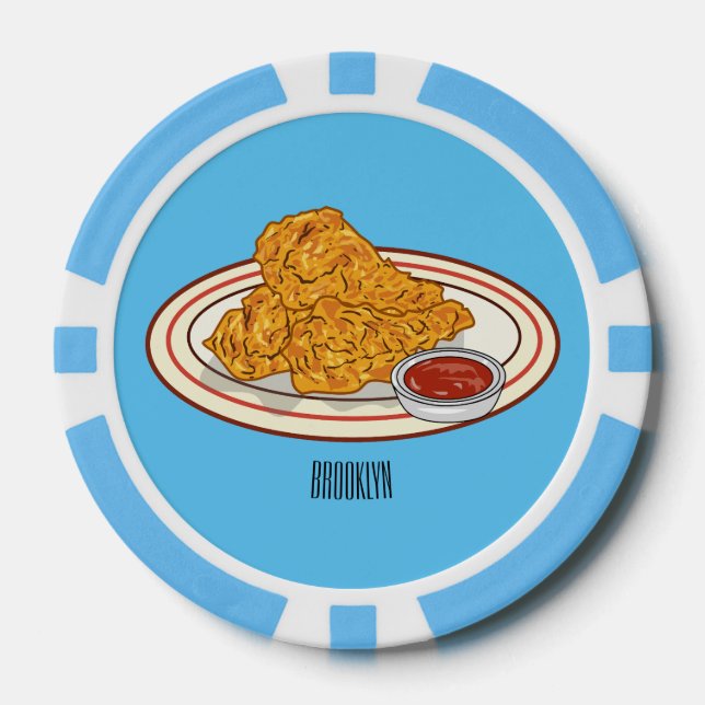 Jetons De Poker illustration de dessin animé de poulet frit (Recto)