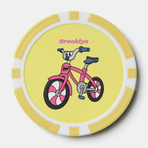 Jetons De Poker Illustration de dessin animé de vélo rose mignon p