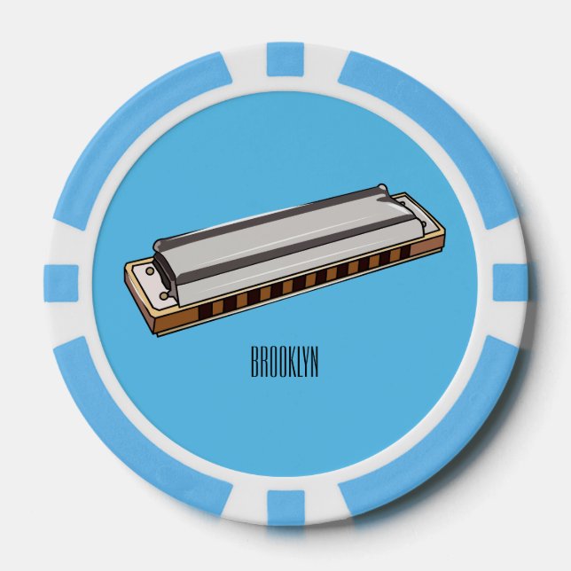 Jetons De Poker Illustration de dessin d'Harmonica (Recto)