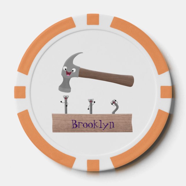 Jetons De Poker Illustration de dessin mignon, marteau et ongles (Recto)