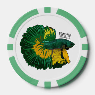 Jetons De Poker Illustration de la caricature de poisson de combat