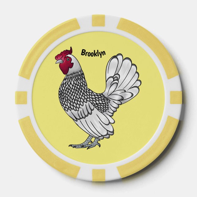 Jetons De Poker Illustration de poulet Sebright (Recto)