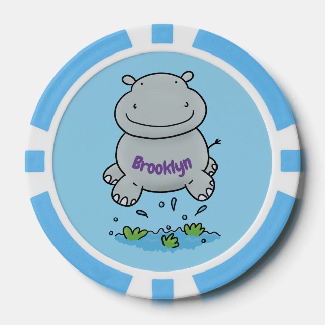 Jetons De Poker Illustration de saut en hippo mignon (Recto)
