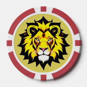 Jetons De Poker Illustration de tête de lion avec détails complexe