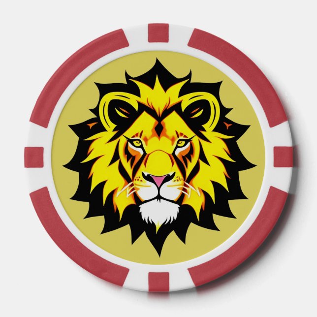 Jetons De Poker Illustration de tête de lion avec détails complexe (Recto)