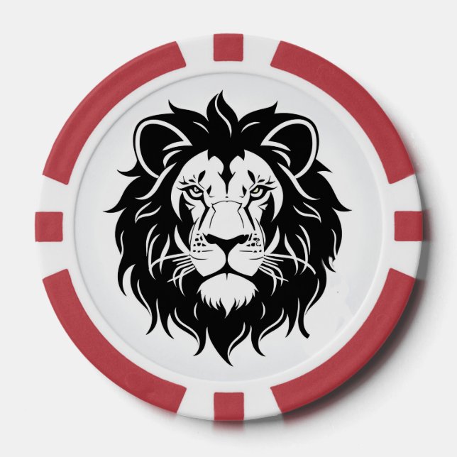 Jetons De Poker Illustration de tête de lion avec détails complexe (Recto)