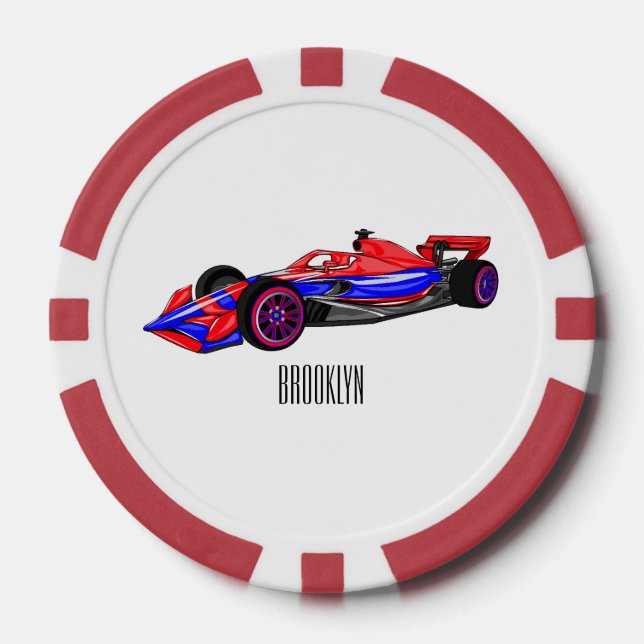 Jetons De Poker Illustration de voiture de course professionnelle (Recto)