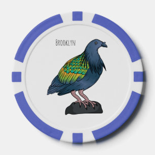 Jetons De Poker Illustration d'oiseau de pigeon de Nicobar
