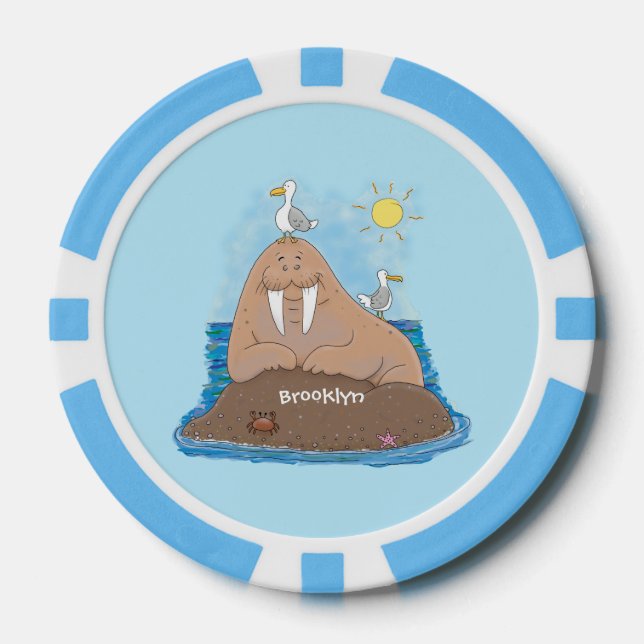 Jetons De Poker Illustration drôle de morse joyeux (Recto)