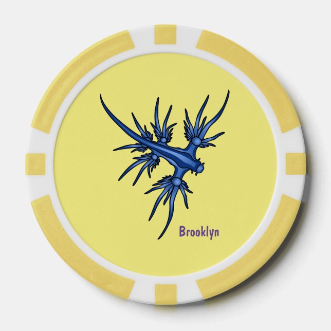 Jetons De Poker Illustration du dragon bleu des limaces de mer (Recto)