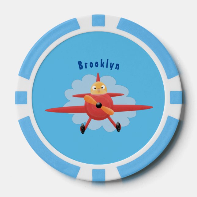 Jetons De Poker Illustration d'un avion rouge volant mignon (Recto)