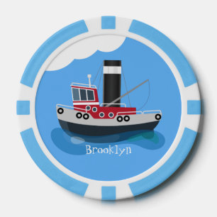 Jetons De Poker Illustration d'un bateau à chalutier mignon