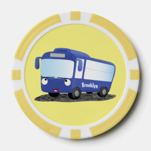 Jetons De Poker Illustration d'un bus moderne bleu mignon