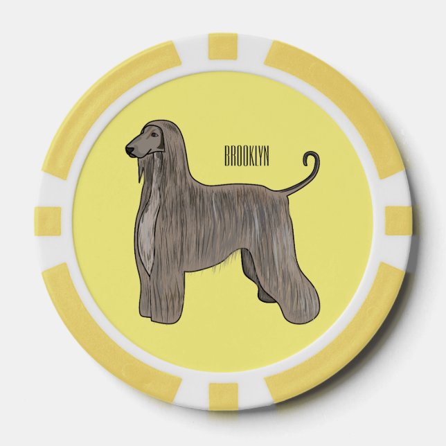 Jetons De Poker Illustration d'un chien hound afghan (Recto)