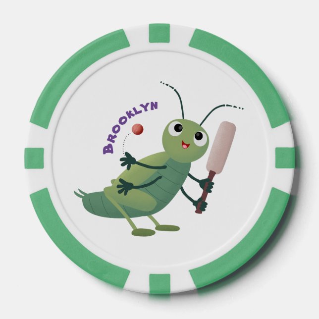 Jetons De Poker Illustration d'un insecte du cricket vert mou (Recto)