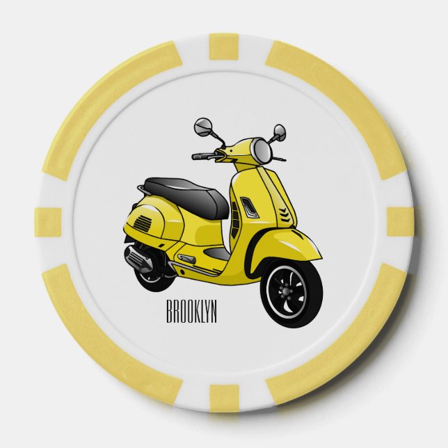Jetons De Poker Illustration d'une moto cyclable (Recto)