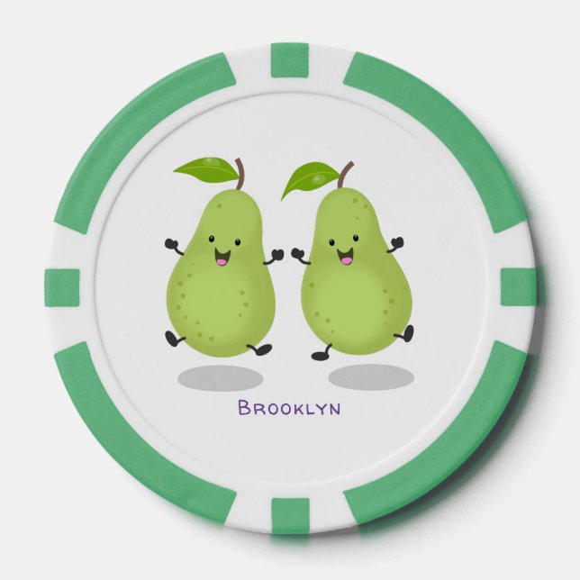 Jetons De Poker Illustration d'une paire de poires mignonne (Recto)