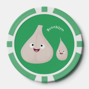 Jetons De Poker Illustration végétale de caricature à l'ail mignon