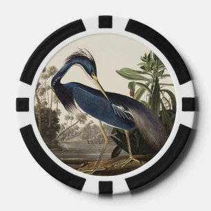 Jetons De Poker Illustration vintage d'Audubon du Héron de Louisia
