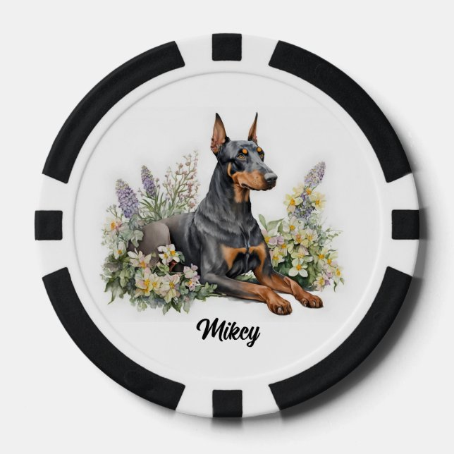 Jetons De Poker Image de chien mignon - Doberman - (Recto)