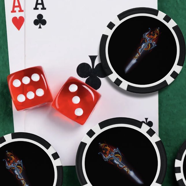 Jetons De Poker Imaginaire d'épée de dragon rouge (Créateur téléchargé)