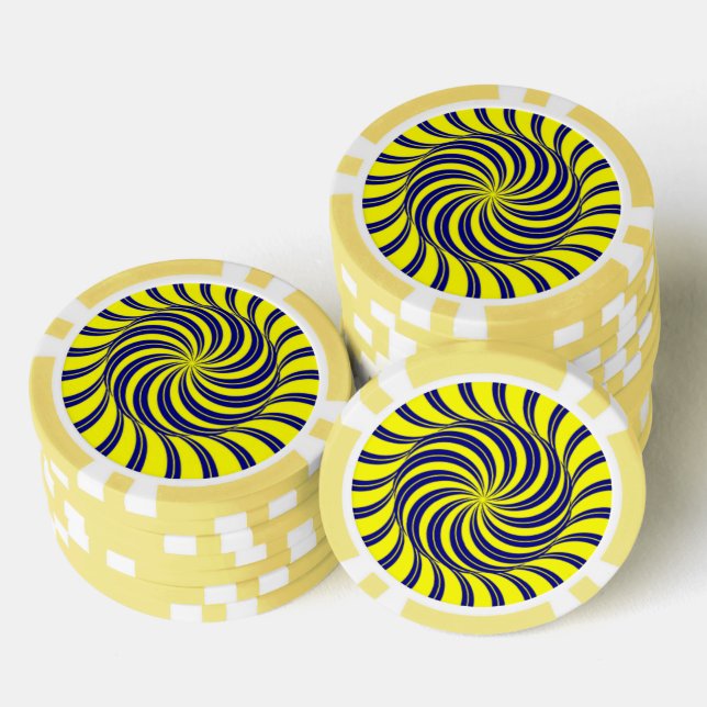 Jetons De Poker Impression spirale bleue et jaune (Empiler)
