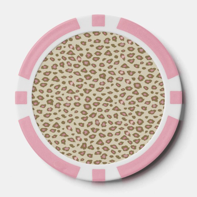Jetons De Poker Imprimé léopard rose crème (Recto)