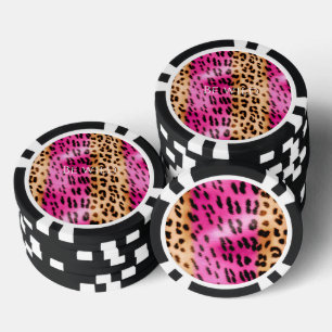 Jetons De Poker Imprimé léopard rose crème chic féminin
