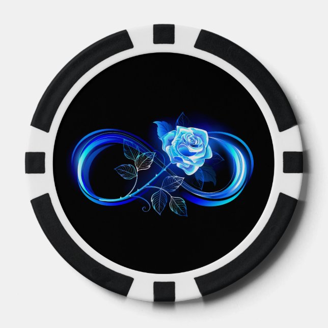 Jetons De Poker Infini lumineux avec rose bleue (Recto)