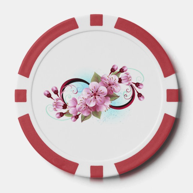 Jetons De Poker Infinité avec les fleurs Sakura (Recto)