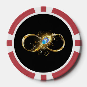 Jetons De Poker Infinité avec plume de paon doré