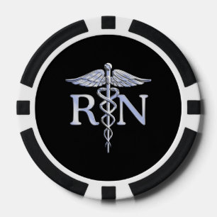 Jetons De Poker Infirmière inscrite RN Caduceus Snakes sur Décor n