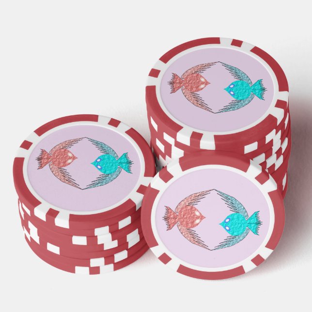 Jetons De Poker Inséparables roses et bleus mignons (Empiler)