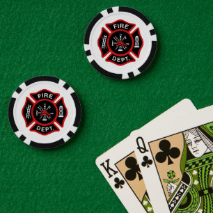 Jetons De Poker Insigne de pompier rouge