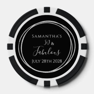 Jetons De Poker Invitation Anniversaire 50 Ans Noir Argent 50 et F
