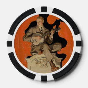 Jetons De Poker J.C. Leyendecker Joueur de banjo 1920 Art déco Art