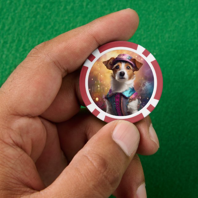 Jetons De Poker Jack Russell en costume vibrant (main)