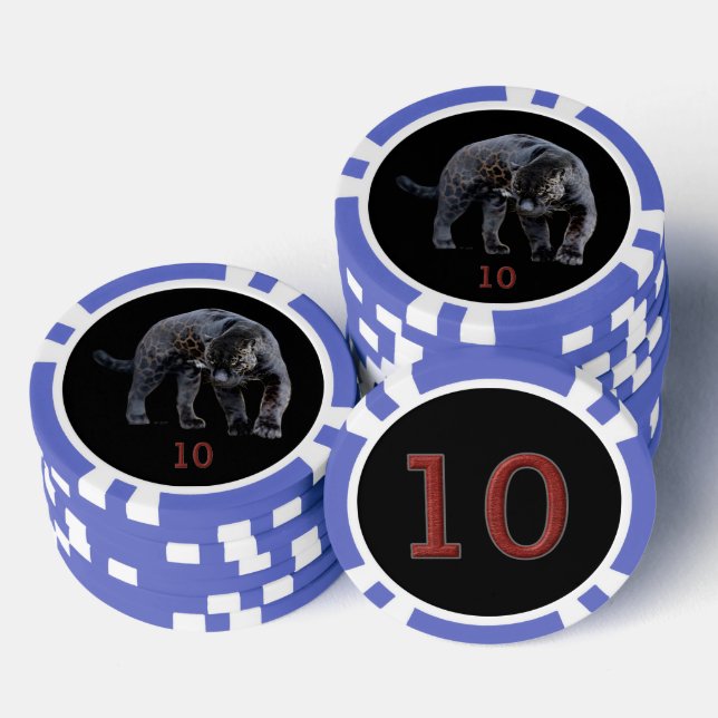 Jetons De Poker Jaguar Diablo noir bleu 10 puce de poker rayé (Empiler)