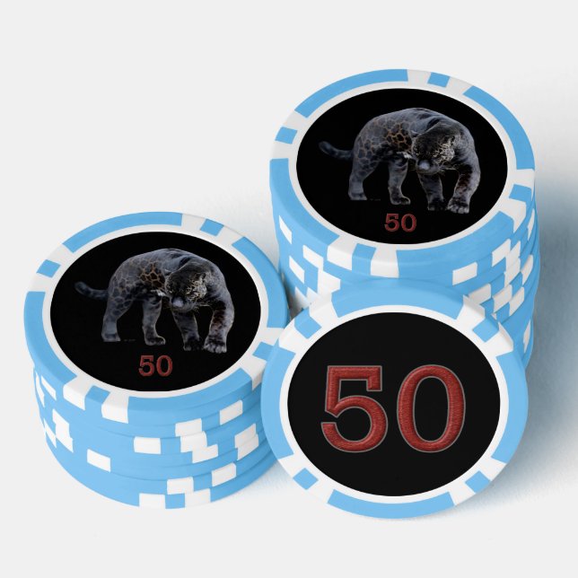 Jetons De Poker Jaguar Diablo noir lt bleu 50 puce de poker rayé (Empiler)