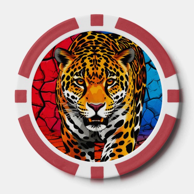 Jetons De Poker Jaguar sur fond de terre fissurée (Recto)
