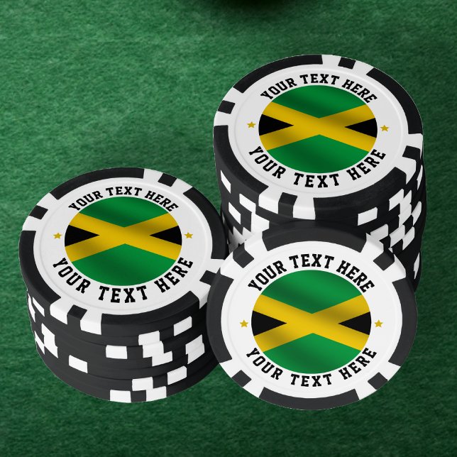 Jetons De Poker Jamaïcain Round Text Drapeau jamaïcain (Jamaica Round Text Jamaican Flag Poker Chips)