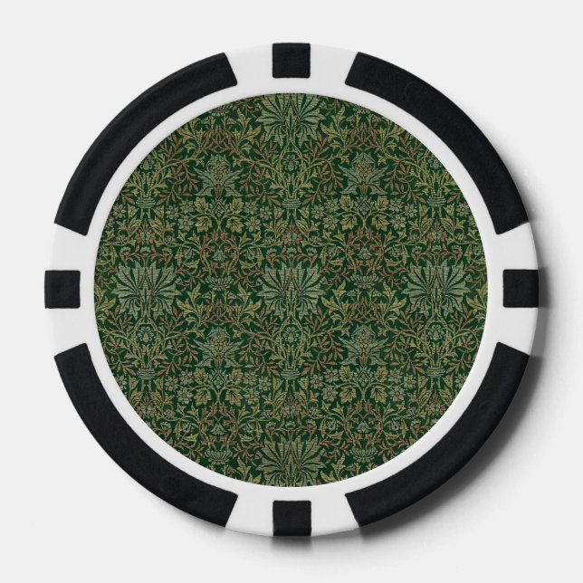 Jetons De Poker Jardin de fleurs de William Morris - Verts (Recto)
