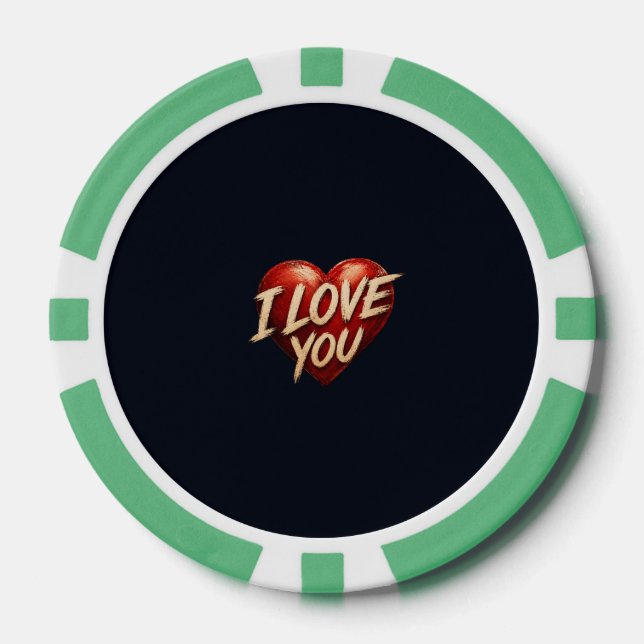 Jetons De Poker Je t'aime conception de coeur (Recto)