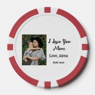 Jetons De Poker Je t'aime mère jour élégant ajouter photo texte