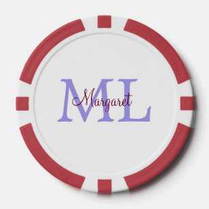 Jetons De Poker jeté simple minimal ajouter nom monogramme rose ro