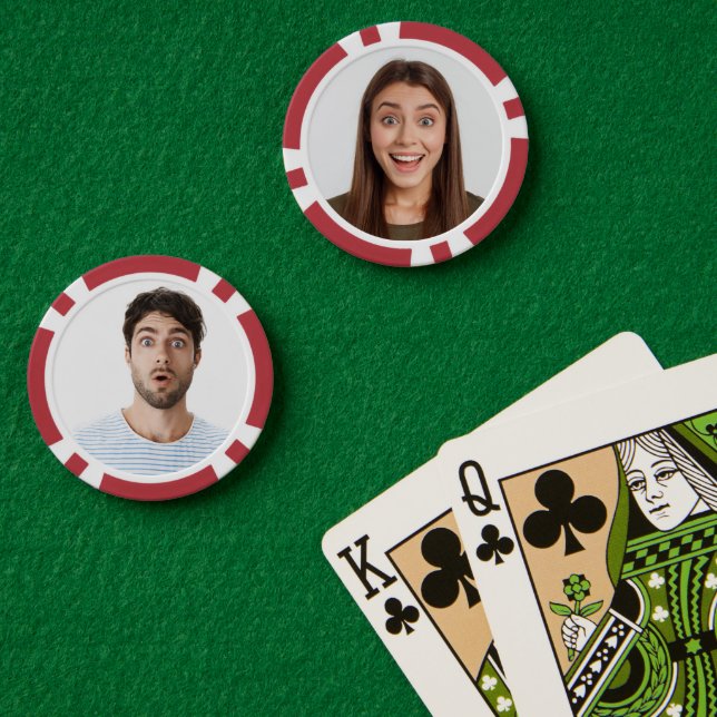 Jetons De Poker Jeu de mariage drôle et personnalisé avec deux pho (Table de poker (double))