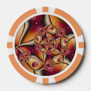 Jetons De Poker Joie Colorée Abstrait Rouge Orange Fantaisie Fract